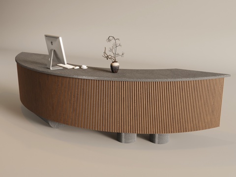 Quiet antique cashier counter bar reception desk front desk curved solid wood grille counter
