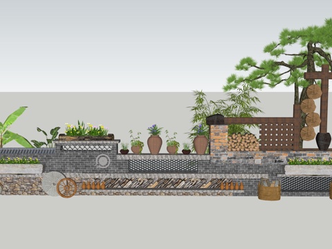New Chinese-style Country Landscape Wall Courtyard Wall Folk Landscape Wall Stone Landscape Wall Straight Wall