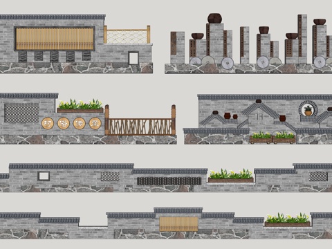 New Chinese-style Country Landscape Wall Courtyard Wall Folk Landscape Wall Stone Landscape Wall Straight Wall