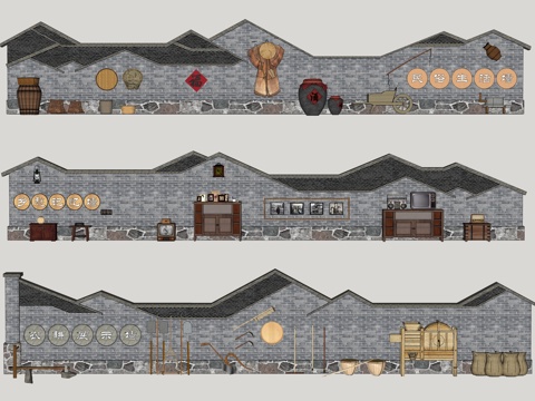 New Chinese-style Country Landscape Wall Courtyard Wall Folk Landscape Wall Stone Landscape Wall Straight Wall