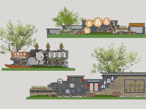 New Chinese-style Country Landscape Wall Courtyard Wall Folk Landscape Wall Stone Landscape Wall Straight Wall