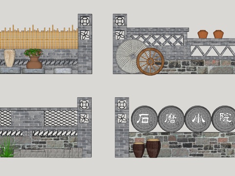 New Chinese-style Country Landscape Wall Courtyard Wall Folk Landscape Wall Stone Landscape Wall Straight Wall