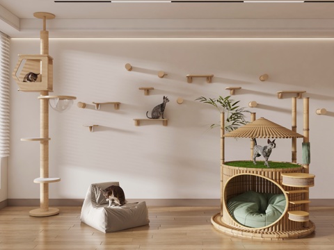 Cat House Cat House Cat Villa Creative Cat Nest Cat Climbing Frame Bamboo Design Sense Cat Nest Cat Scratching Board
