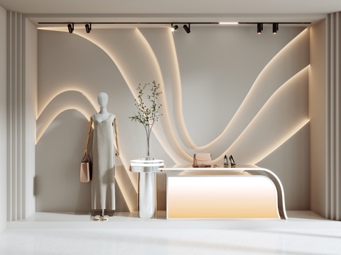 Modern clothing store window beautiful Chen Wall booth