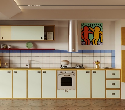 Modern Open Kitchen Dopamine Kitchen Bauhaus Kitchen Memphis Kitchen Vintage Kitchen