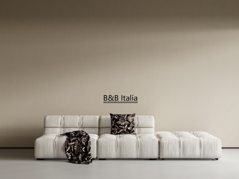 Modern Cream Multi-Person Sofa Multi-Person Sofa Straight Row Sofa Tofu Block Sofa Three-Person Sofa