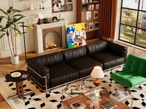 Middle Ancient Home Living Room Living Room Sofa Coffee Table Combination Mid-century Style Living Room Middle Ancient Style Multi-Person Sofa