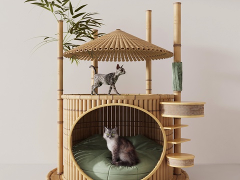 Cat House Cat House Cat Villa Creative Cat Nest Cat Climbing Frame Bamboo Design Sense Cat Nest Cat Scratching Board