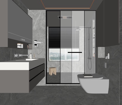Modern Toilet Bathroom Cabinet Washbasin Mirror Cabinet Toilet