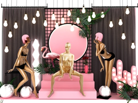Underwear Window Cactus Shop Door Head Women's Beauty Chen Model Light Bulb Model Tropical Plant