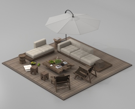 Outdoor Sofa Leisure Sofa Coffee Table Lounge Chair Sunshade