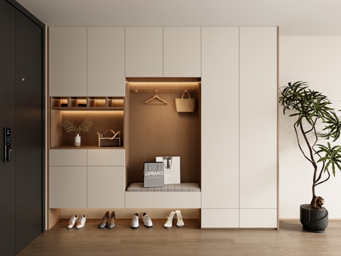 Modern Cream Style Entrance Shoe Cabinet Hallway Shoe Cabinet Decorative Shoe Cabinet Partition Shoe Cabinet
