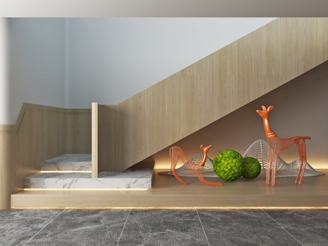 Sculpture Landscape of Art Display Handrail Device in Stairwell