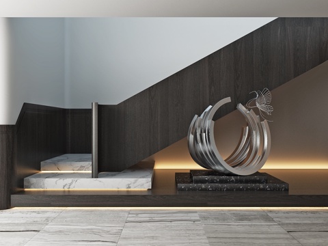 Sculpture Landscape of Art Display Handrail Device in Stairwell