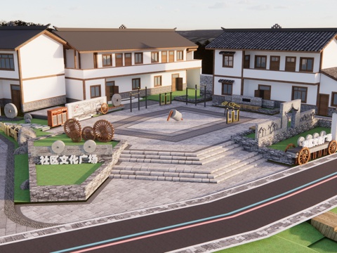 Modern Community Culture Square Beautiful Countryside Square Landscape Rural Culture Construction Fitness Sports Center