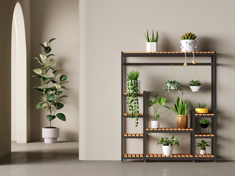 Modern wrought iron flower stand potted plant