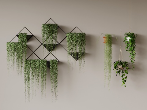 Modern Green Plant Wall Decoration Pendant Hanging Basket Green Rose