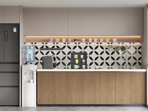 Song's Tea Room Coffee Machine Refrigerator Water Dispenser Coffee Cup Rail Socket Mug