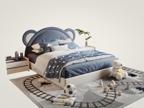 Modern kids Bed Children's Muppet Toy Bedside Cabinet