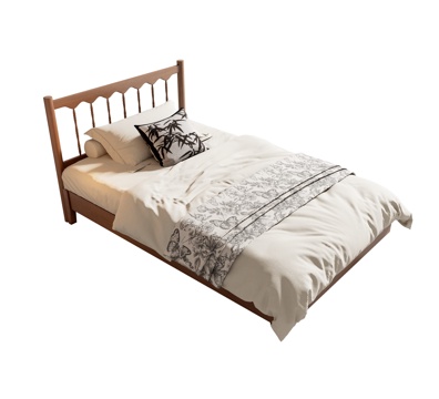 French Antique Single Bed Solid Wood Single Bed Wooden Bed Frame Bed Combination
