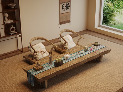 Tea Room Neo-Chinese Style Tea Room Zen Style Tea Room Tea Table and Chair Tea Cabinet