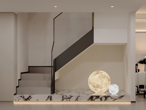 Modern Stairs Moon Lights Ground Lights End Landscape Wall Ladder Lower Entrance Gauway Italian