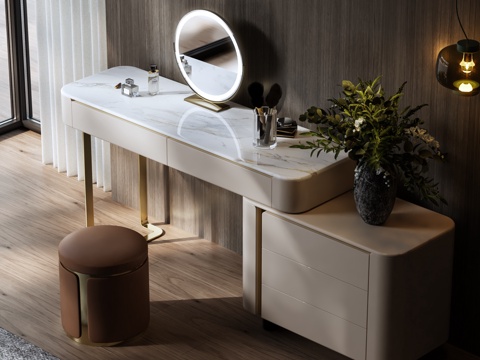 Modern Affordable Luxury Style Dressing Table Makeup Table Mirror Jewelry Ornaments