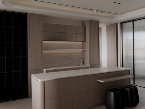 Modern log style kitchen