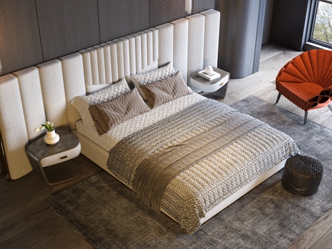 Modern Italian Double Bed Affordable Luxury Style Double Bed Modern Bedroom Bedside Backrest Bed Chair Double