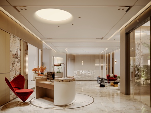 Modern Affordable Luxury Style Office Front Desk Conference Room
