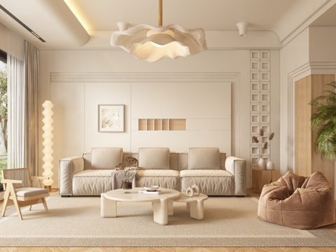 Silent Cream Style Living Room