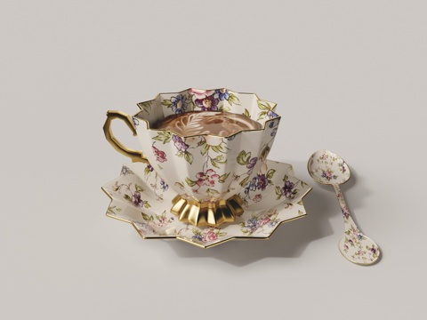 European-style Stroke Pattern Coffee Cup Latinated Coffee
