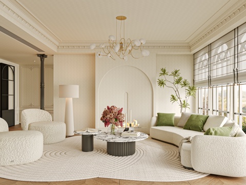 French Living Room Sofa Chair Coffee Table