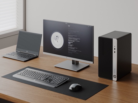 Modern computer laptop monitor keyboard mouse computer host