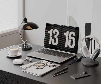 Modern Laptop Apple Computer MacBook Headset Desk Lamp