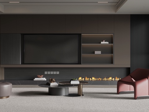 Modern Italian Living Room TV Wall Sofa Combination