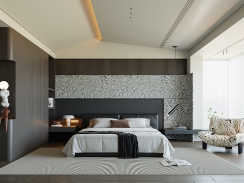 Modern Bedroom Minimalist Bedroom Italian Bedroom Double Bed Wardrobe Lounge Chair