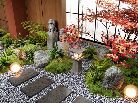 Neo-Chinese Style landscape interior landscape moss landscape sketch