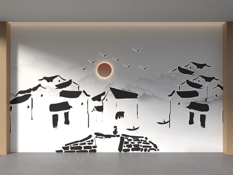 Chinese Tile Wall Horse Head Wall Background Wall Huizhou Architecture Background Wall Chinese Grille Background Wall