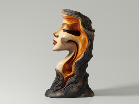 Art Sculpture Abstract Sculpture Sculpture Ornaments Character Sculpture Face Side Wood Carving Sculpture Pendulum