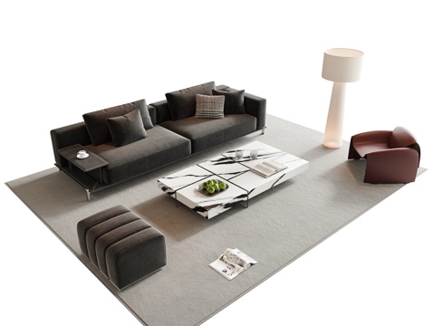 Italian Sofa Coffee Table Sectional Sofa Multi-Person Sofa Sofa in-line Large Sofa