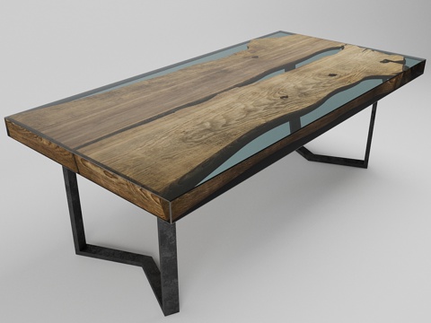 Epoxy Resin Log Table Old Wooden Table