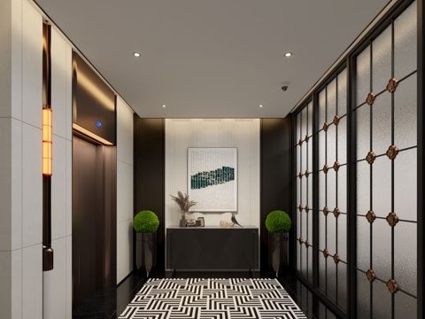 Modern hotel elevator hall club elevator hall elevator hall aisle elevator hall