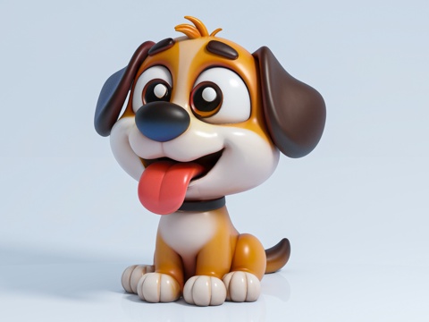 Cartoon puppy cute pet anime style cartoon game animal hand animal sculpture dog