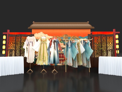 Tang Suit Hanfu Ancient Clothing Dress Area Hanfu Shop Chinese Stage Beautiful Chen Screen Lantern Wall