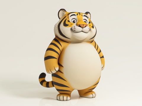 Fat Tiger Tiger Cartoon Animal Cute Pet Beast Cartoon Style Cartoon Image Hand Ornaments Play
