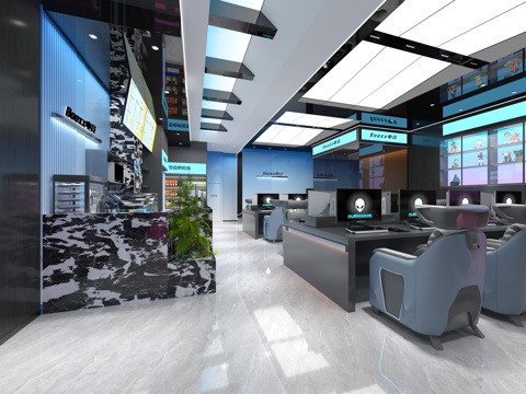 The latest modern style e-sports internet cafe design