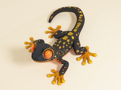 Black gold gecko lizard palace pet lizard sculpture hand-held ornaments toy doll exhibition