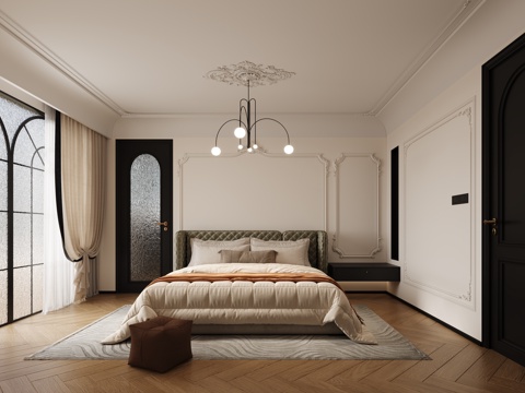 French Mid-century Style Master Bedroom