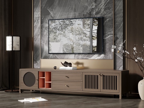 TV Cabinet New Chinese TV Wall TV Cabinet